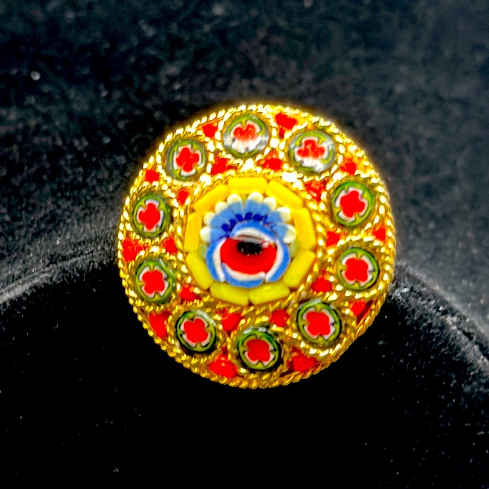 - Vintage Italian Micro Mosaic Brooch Pin 1”